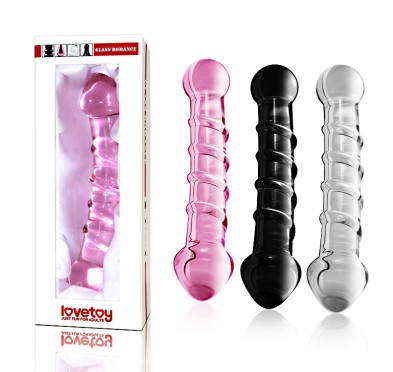 Dildo szklane różowe z wypustkami i główką 18 cm